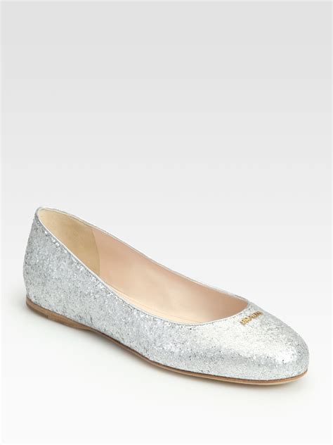 prada glitter ballerina flats|Prada Ballet Flats .